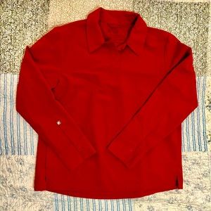 Figs Nala long sleeve scrub polo-Winning Red, medium